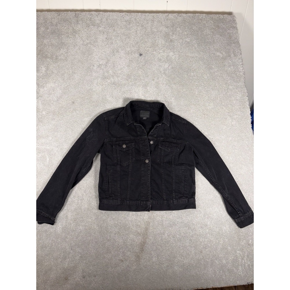 Women's Small American Eagle Black/Grey Denim‎ Jacket 100% Cotton - Picture 3 of 8